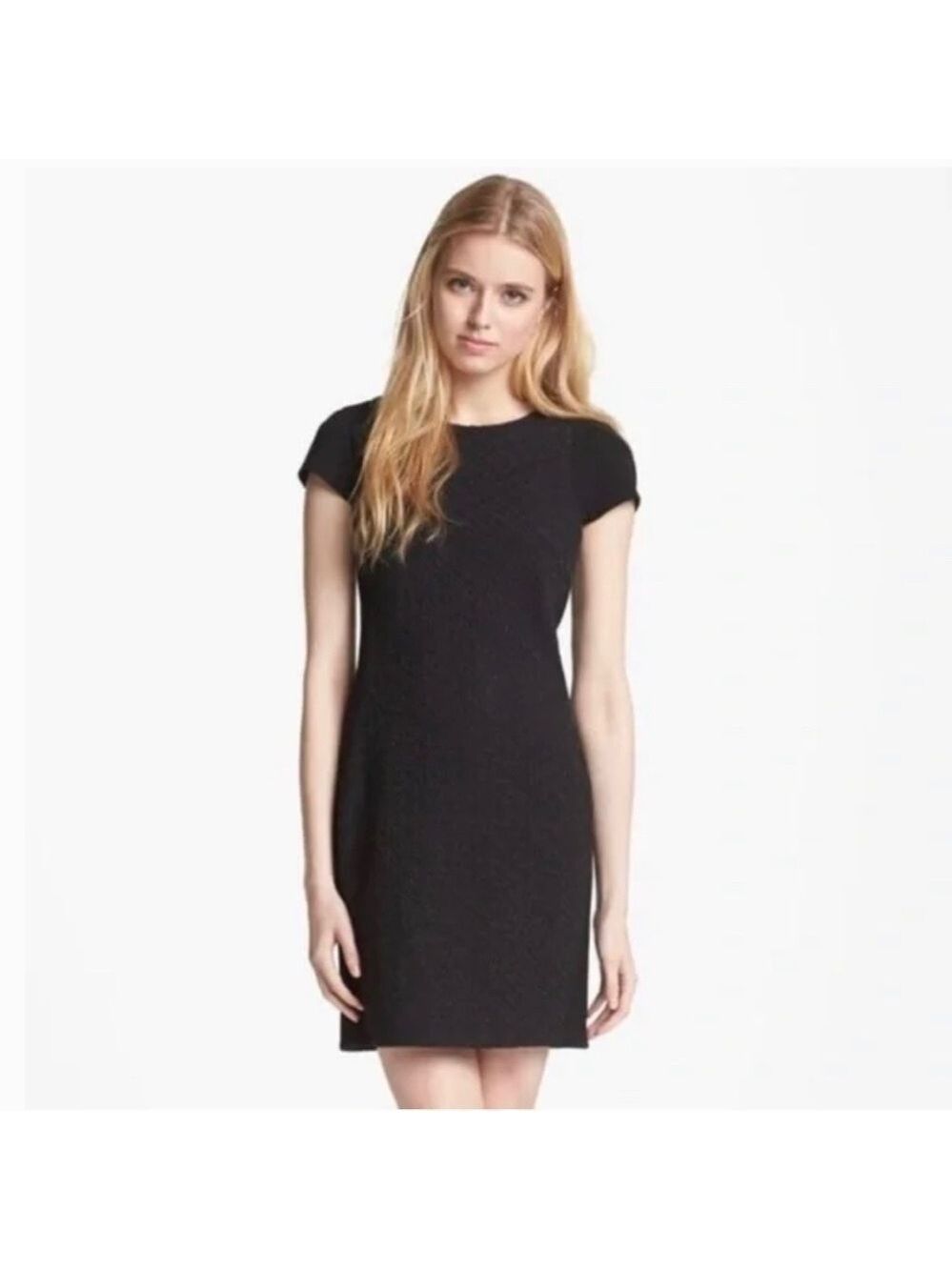 Diane Von Furstenberg Pele Ponte Knit Eyelet Panel Dress Black Sz 8